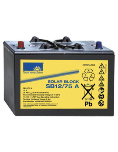 Batterie Gel 12 V 75 Ah - SB12/75A SOLAR BLOCK SONNENSCHEIN