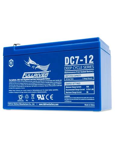 3 quart face Batterie FULLRIVER DC7-12 12V 7Ah