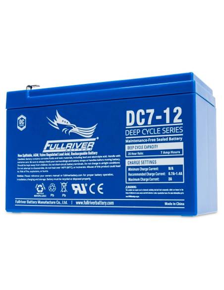 3 quart face Batterie FULLRIVER DC7-12 12V 7Ah