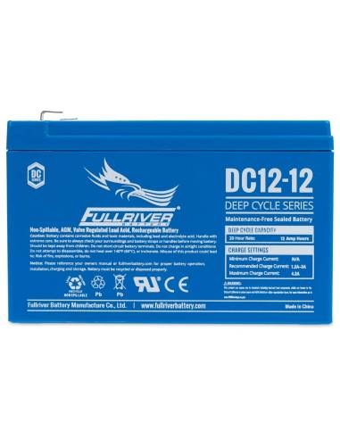 3 quart face Batterie FULLRIVER DC12-12 12V 12Ah