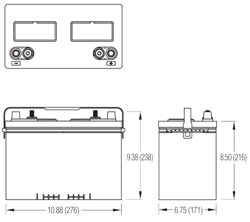 Dimensions des batteries Crown 24DC95