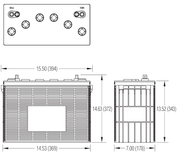 Dimensions des batteries Crown CR215
