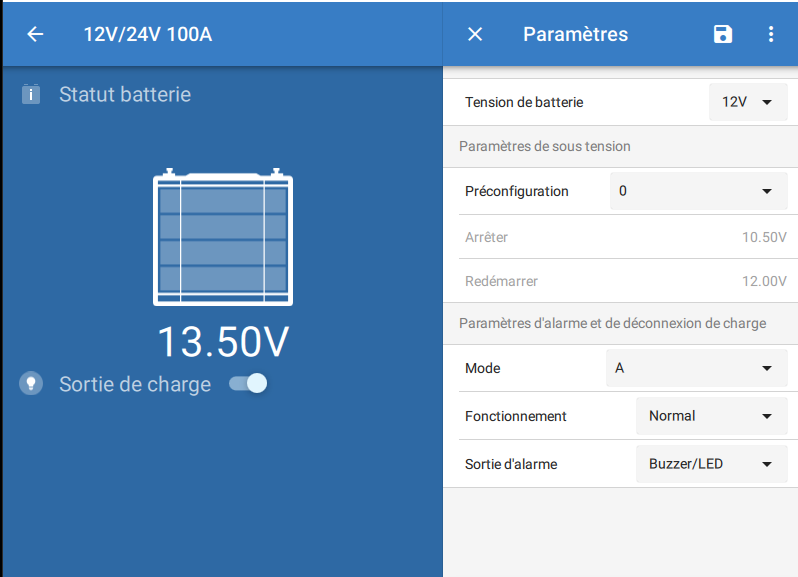Programmation d'un SMART battery Protect Victron