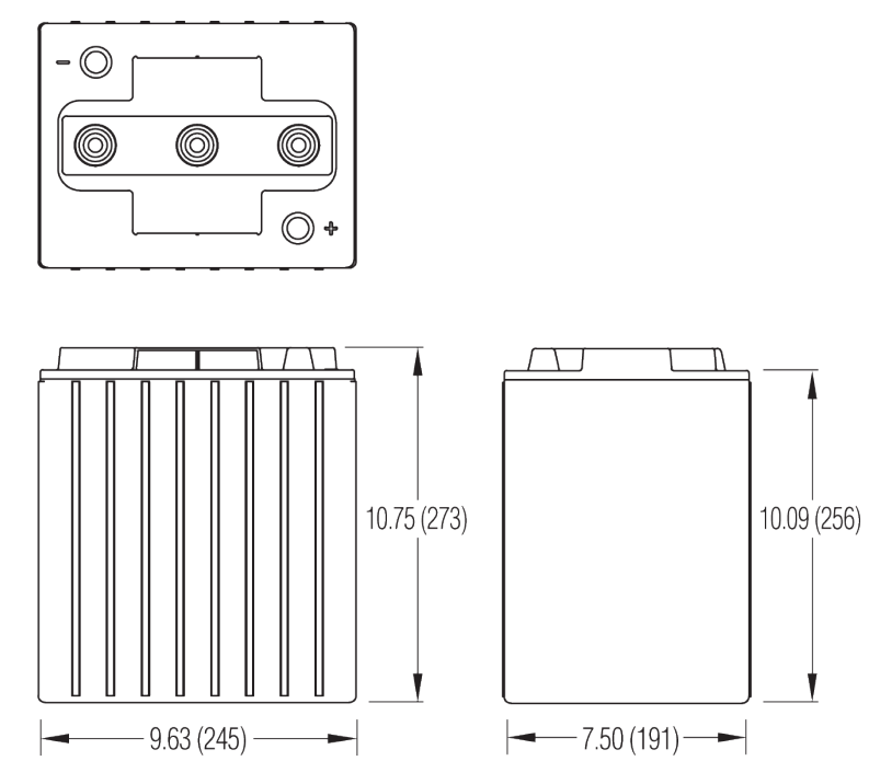 Dimensions des batteries Crown CR240E
