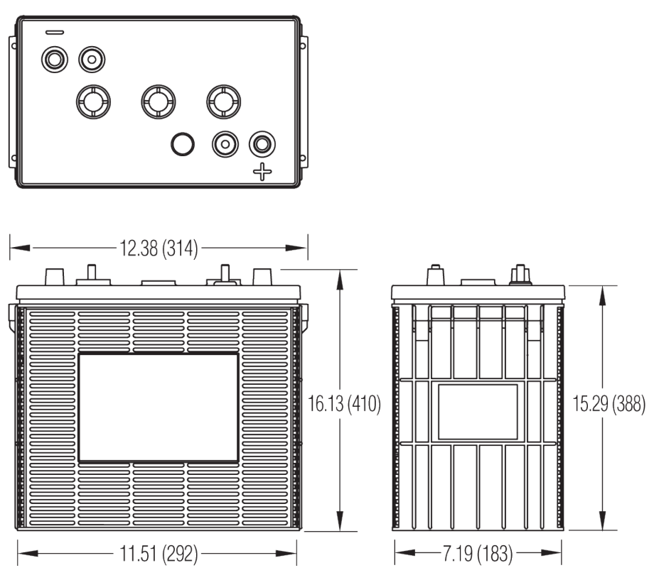 Dimensions des batteries Crown CR430