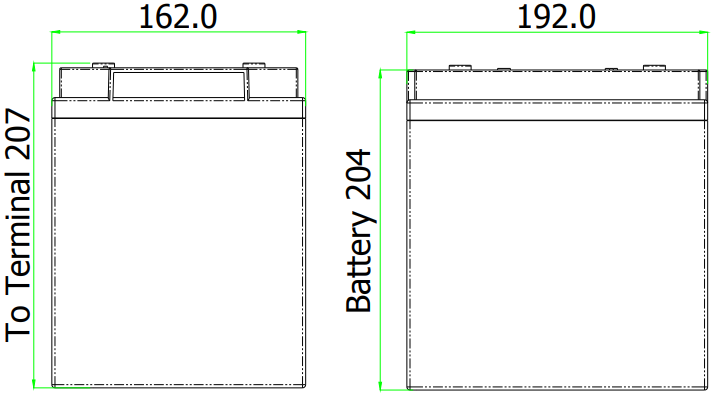 Dimensions Batterie AGM DYNO EUROPE DAB6-110EV (1)