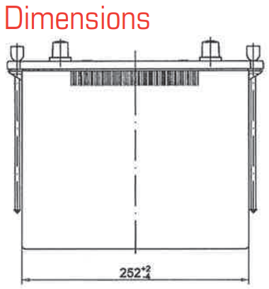 Dimensions de la batterie DGY12-110DEV