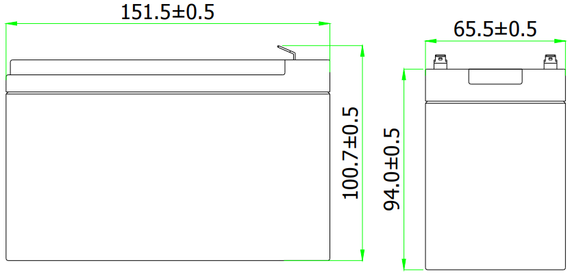 Dimensions de la batterie DGY12-7.5EV (1)