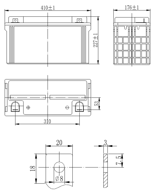 Dimensions des batteries GEL deep cycle VICTRON