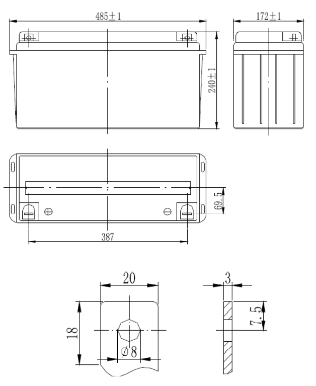 Dimensions des batteries GEL deep cycle VICTRON
