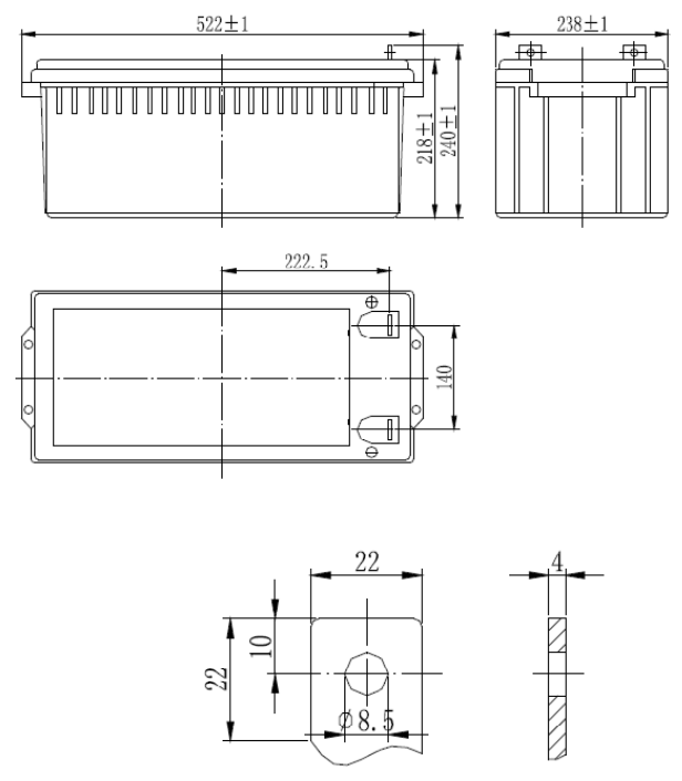 Dimensions des batteries GEL deep cycle VICTRON