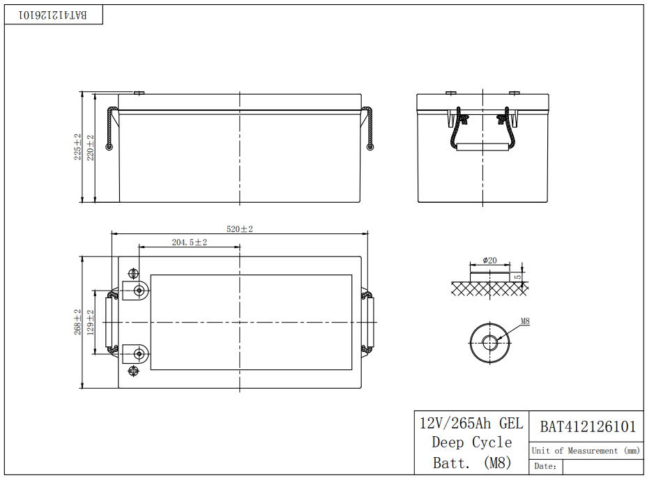 Dimensions des batteries GEL deep cycle VICTRON
