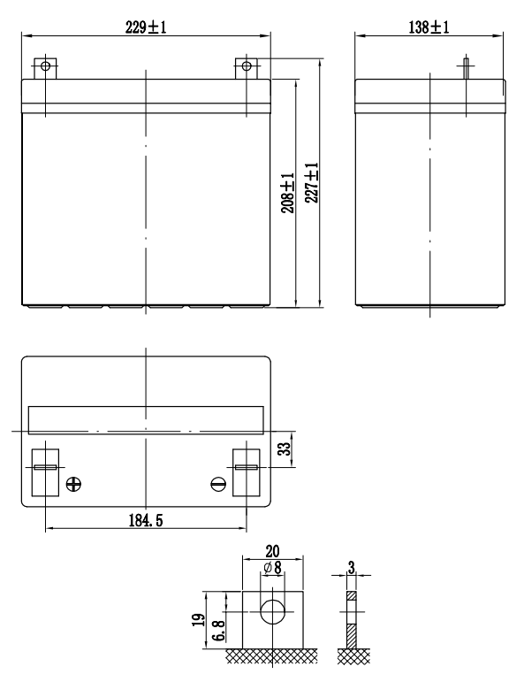 Dimensions des batteries GEL deep cycle VICTRON