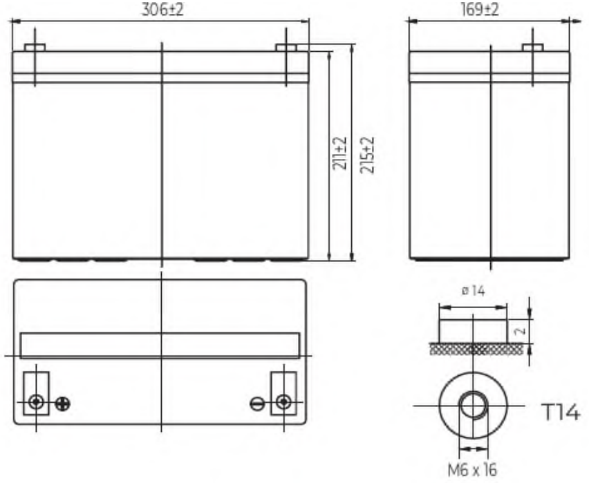 Dimensions Batterie ACEDIS GLH12-110