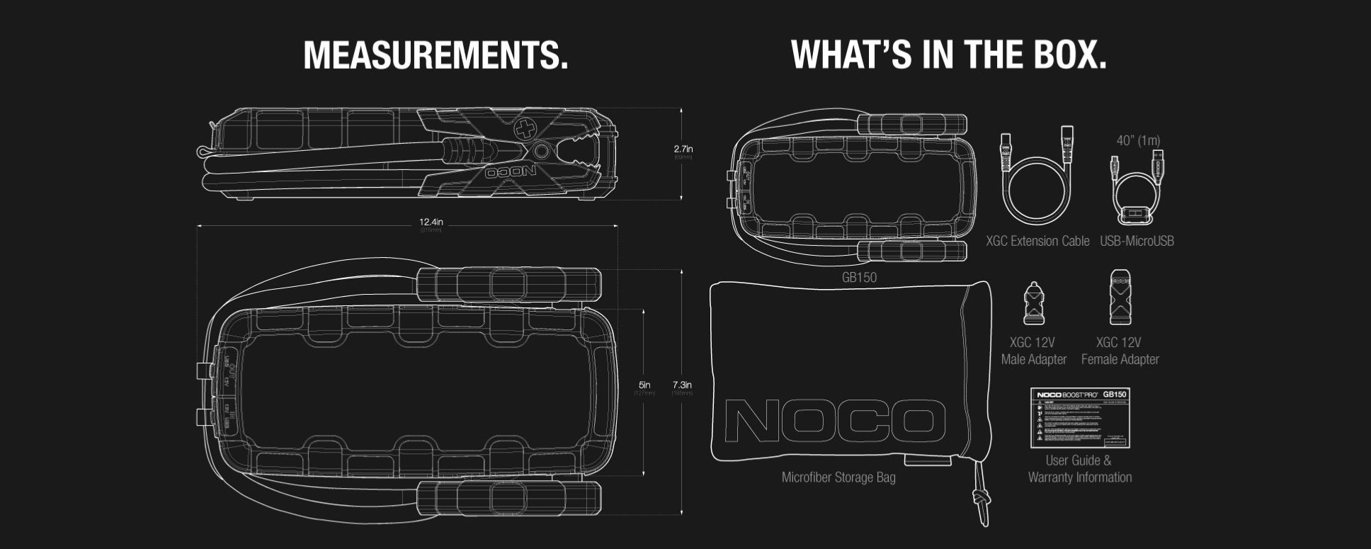 Dimension & contenu Booster NOCO GB70