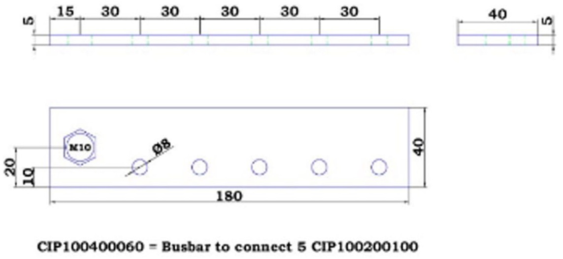 Dimensions du busbar to connect 5