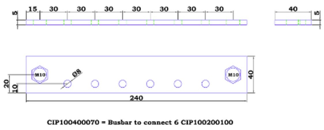 Dimensions du busbar to connect 6