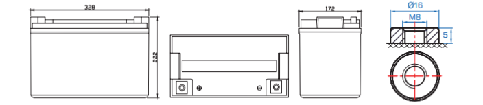 Caractéristiques mécaniques de la batterie QBatteries 12LCP-100